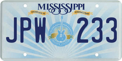 MS license plate JPW233