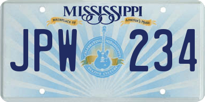 MS license plate JPW234