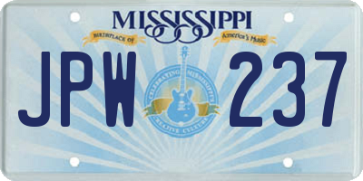 MS license plate JPW237