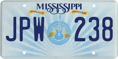 MS license plate JPW238