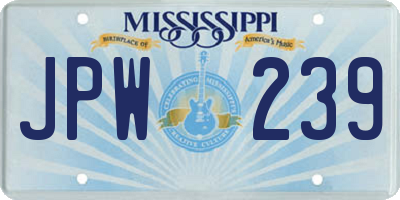 MS license plate JPW239