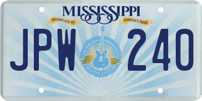 MS license plate JPW240