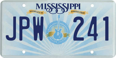MS license plate JPW241