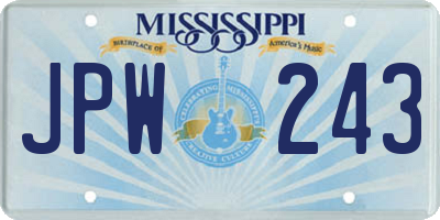 MS license plate JPW243