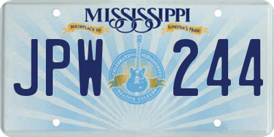 MS license plate JPW244