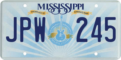MS license plate JPW245