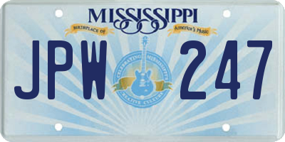 MS license plate JPW247