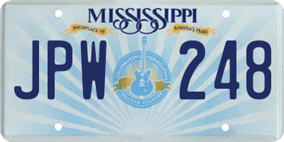 MS license plate JPW248