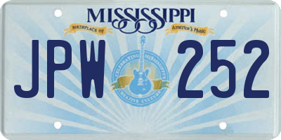 MS license plate JPW252