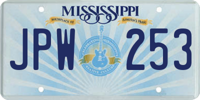 MS license plate JPW253