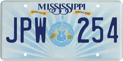 MS license plate JPW254