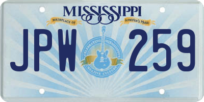 MS license plate JPW259
