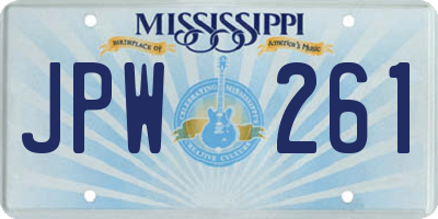 MS license plate JPW261