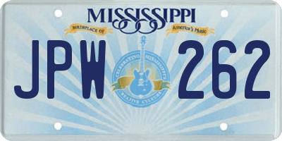 MS license plate JPW262