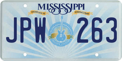 MS license plate JPW263