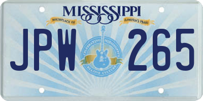 MS license plate JPW265
