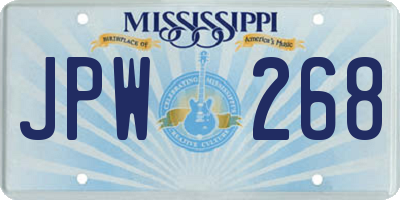 MS license plate JPW268
