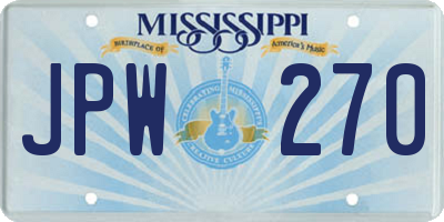 MS license plate JPW270