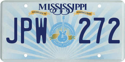 MS license plate JPW272
