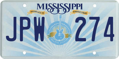 MS license plate JPW274