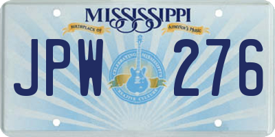 MS license plate JPW276