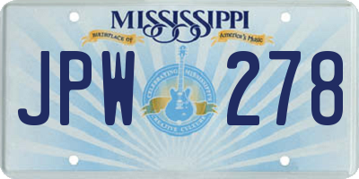 MS license plate JPW278