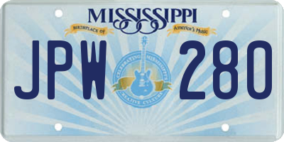 MS license plate JPW280