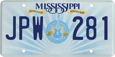 MS license plate JPW281