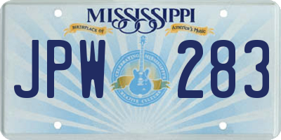 MS license plate JPW283