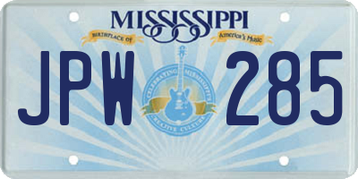 MS license plate JPW285