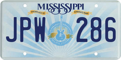 MS license plate JPW286