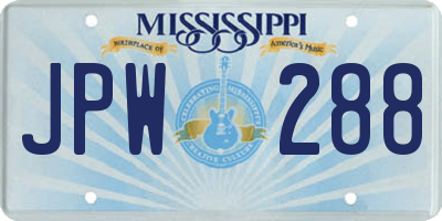 MS license plate JPW288