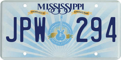 MS license plate JPW294