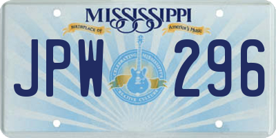 MS license plate JPW296
