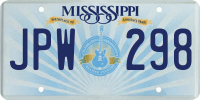 MS license plate JPW298