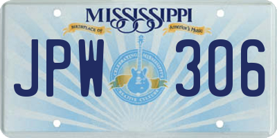 MS license plate JPW306