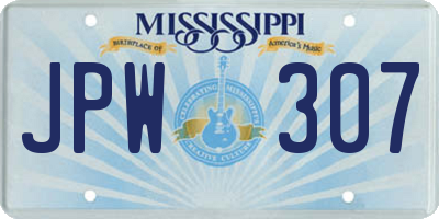 MS license plate JPW307