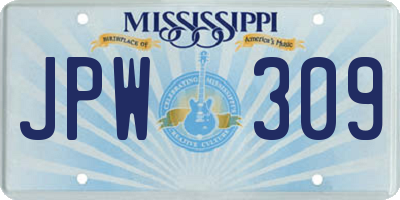 MS license plate JPW309