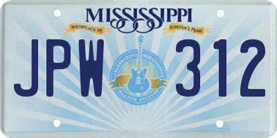 MS license plate JPW312
