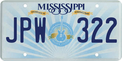 MS license plate JPW322
