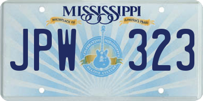 MS license plate JPW323