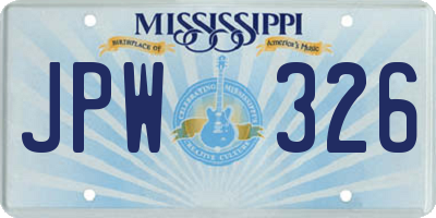 MS license plate JPW326