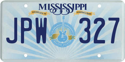 MS license plate JPW327