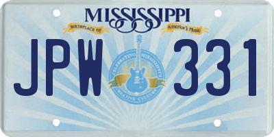 MS license plate JPW331