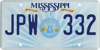 MS license plate JPW332