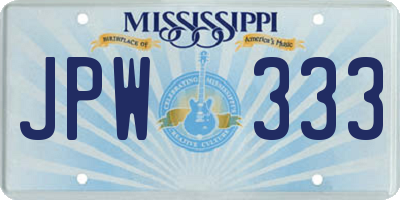 MS license plate JPW333