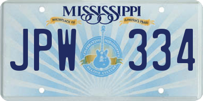 MS license plate JPW334