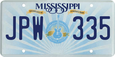 MS license plate JPW335