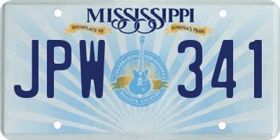 MS license plate JPW341