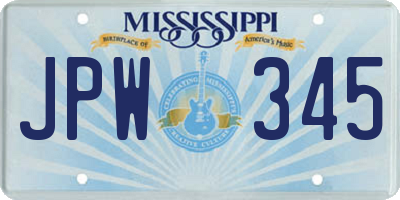 MS license plate JPW345